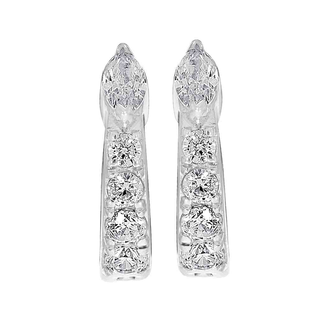 Marquise & Round Brilliant Diamond Hoops Earring ER22227A 4X2